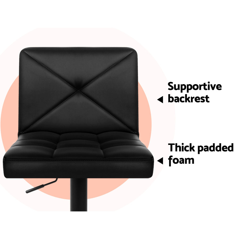 Artiss 4x Bar Stools Gas Lift Leather Chair Black 6
