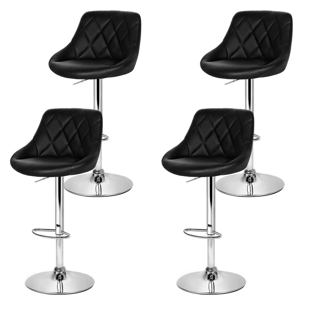 Artiss 4x Bar Stools Leather Padded Gas Lift Black 3