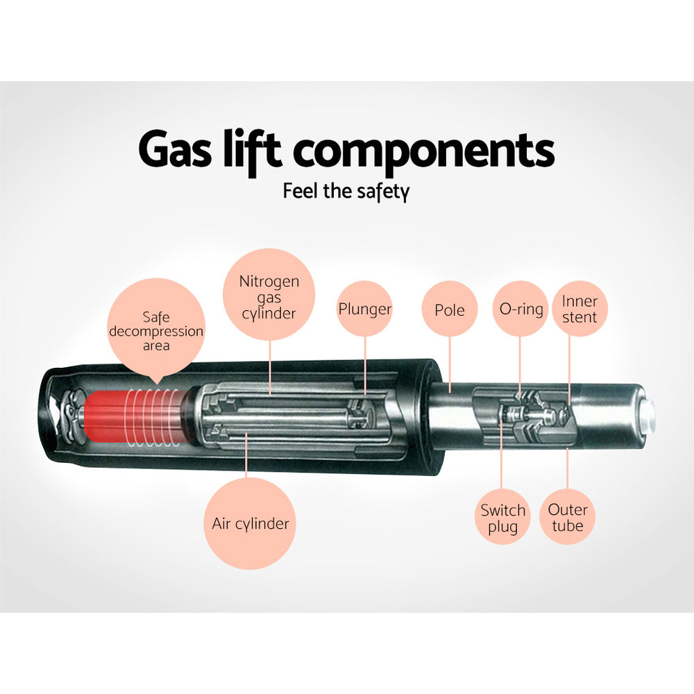 Artiss 2x Bar Stools Leather Padded Gas Lift Grey 6