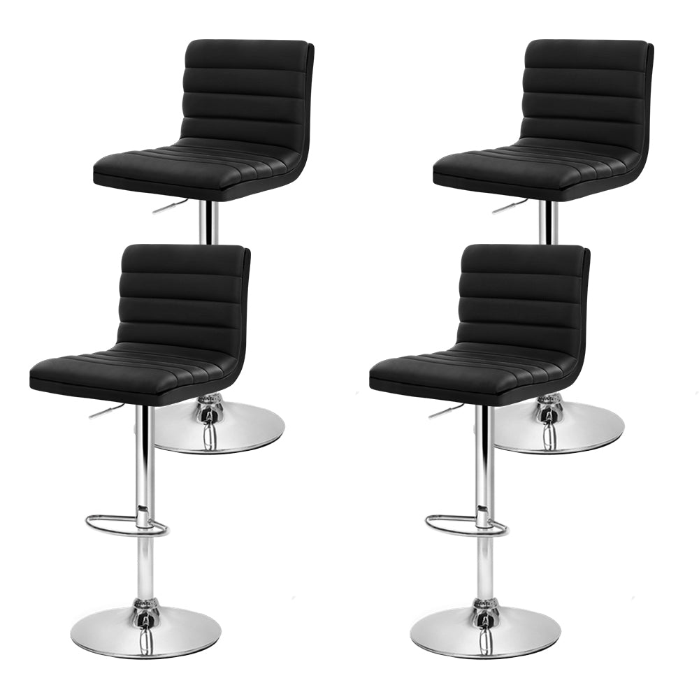 Artiss 4x Bar Stools Padded Leather Gas Lift Black 3