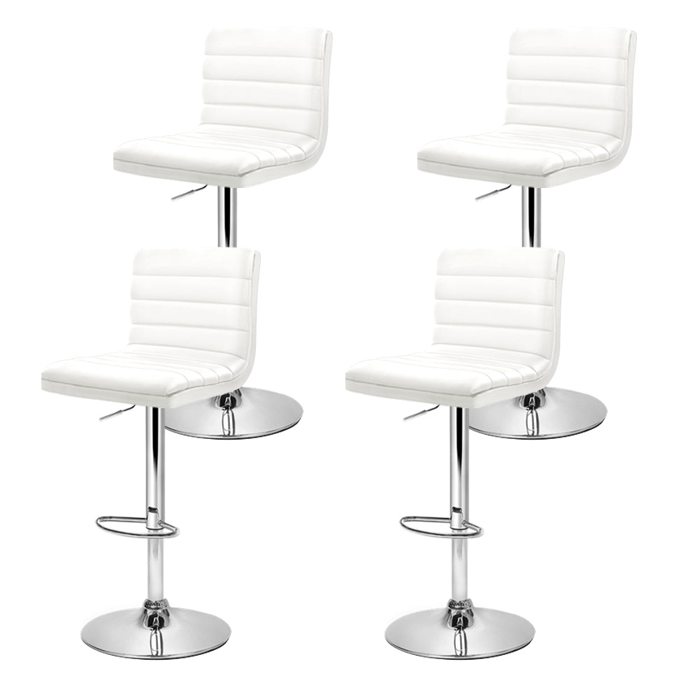 Artiss 4x Bar Stools Padded Leather Gas Lift White 3
