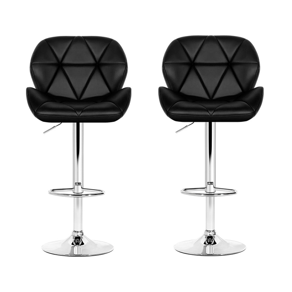 Artiss 2x Bar Stools Gas Lift Padded Leather Black 3