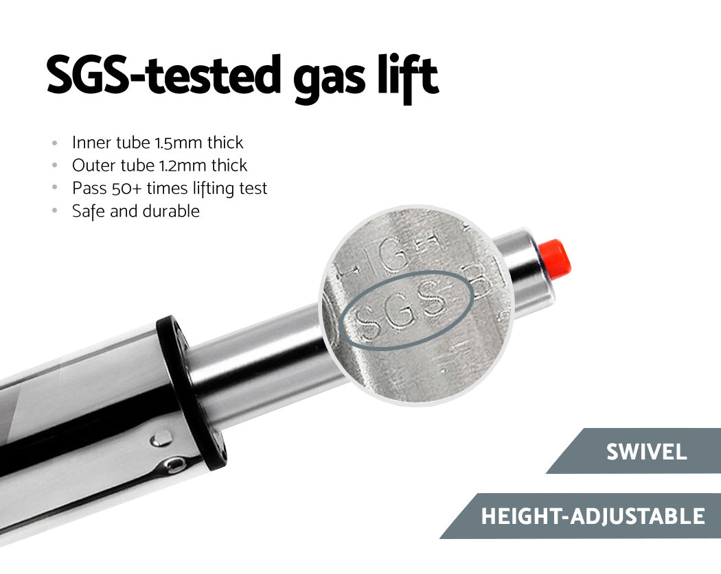 Artiss 2x Bar Stools Gas Lift Padded Leather Black 5