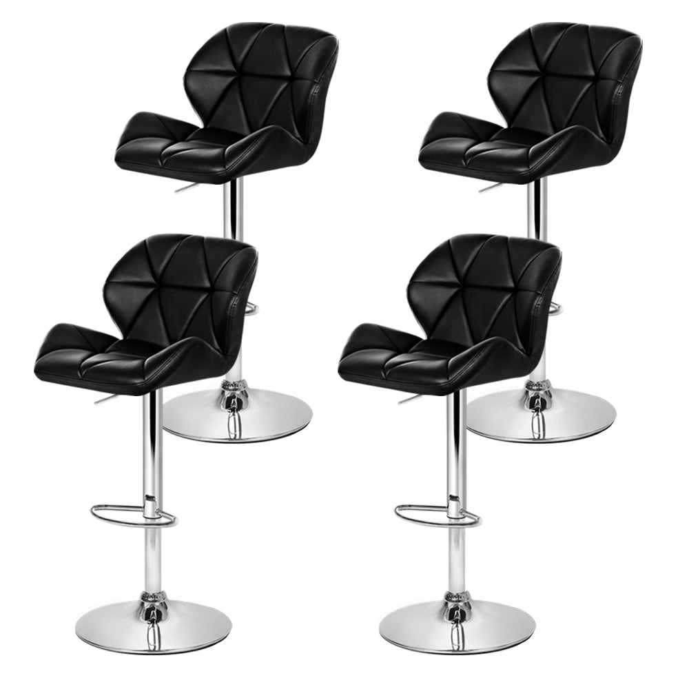 Artiss 4x Bar Stools Gas Lift Padded Leather Black 3