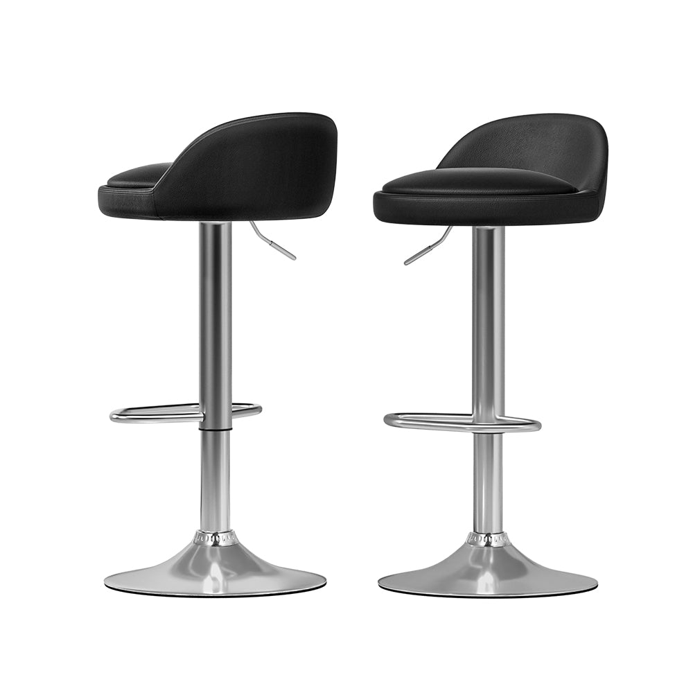 Artiss 2x Bar Stools PU Leather Gas Lift Black 7