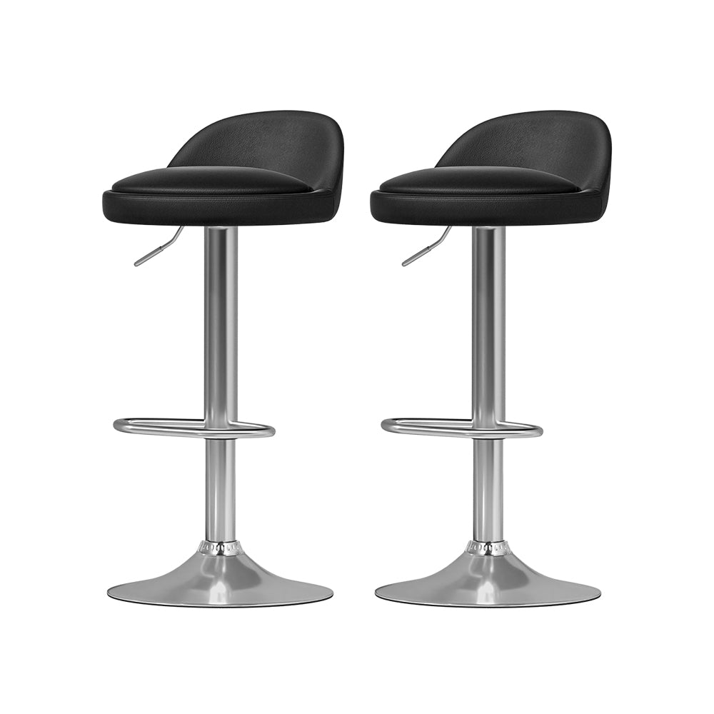 Artiss 4x Bar Stools PU Leather Gas Lift Black 3