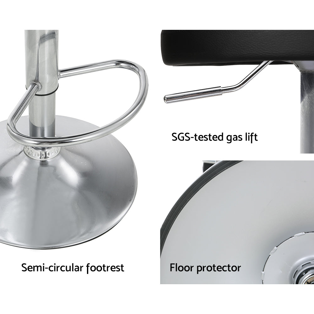 Artiss 4x Bar Stools PU Leather Gas Lift Black 7