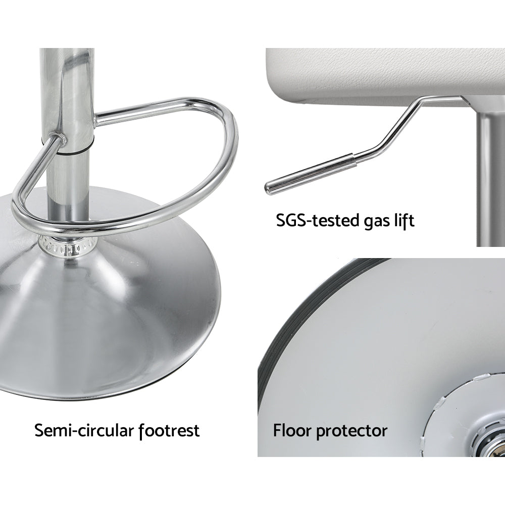 Artiss 2x Bar Stools PU Leather Gas Lift White 6