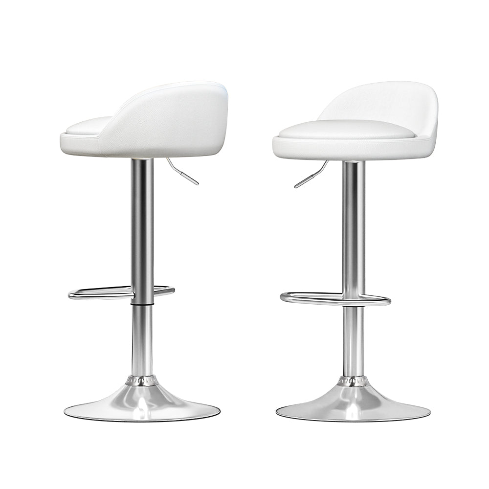 Artiss 2x Bar Stools PU Leather Gas Lift White 7