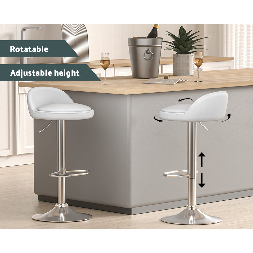 Artiss 4x Bar Stools PU Leather Gas Lift White 4