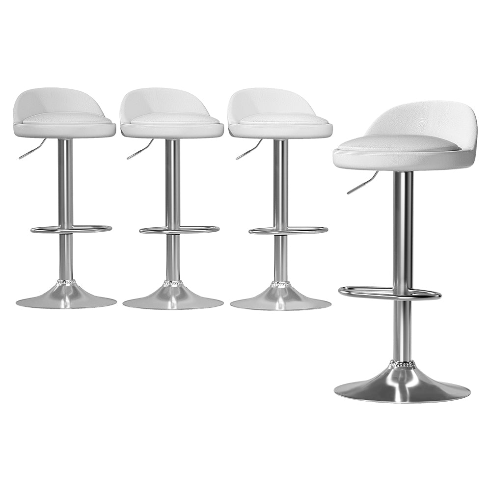 Artiss 4x Bar Stools PU Leather Gas Lift White 7