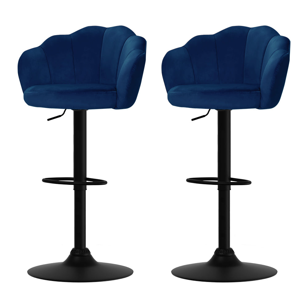 Artiss 2x Bar Stools Gas Lift Velvet Blue 7