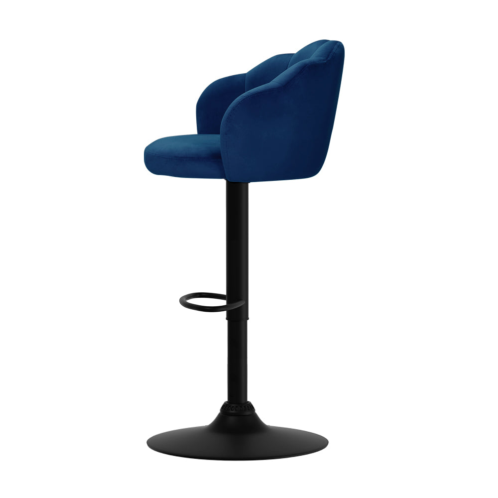 Artiss 2x Bar Stools Gas Lift Velvet Blue 3