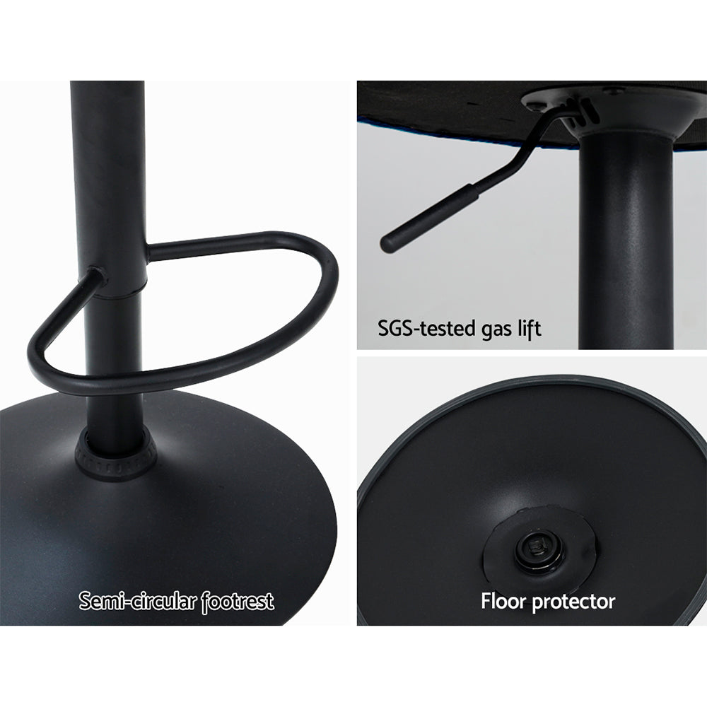 Artiss 2x Bar Stools Gas Lift Velvet Blue 5