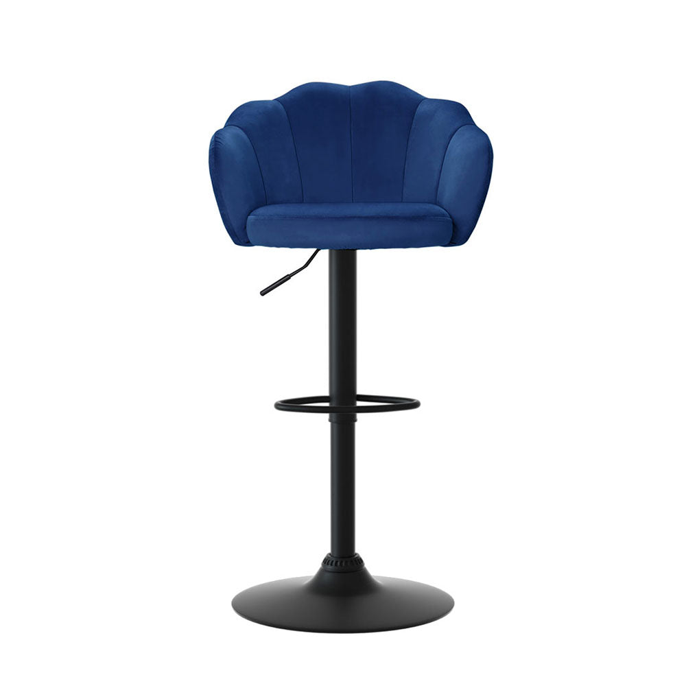 Artiss 4x Bar Stools Gas Lift Velvet Blue 3