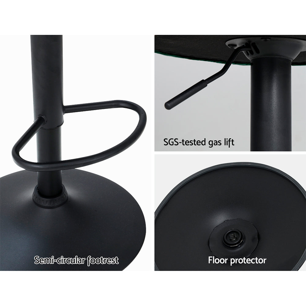 Artiss 2x Bar Stools Gas Lift Velvet Green 5