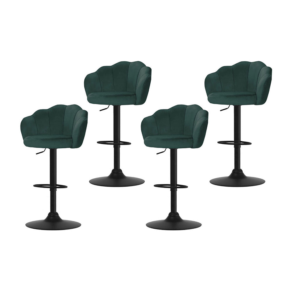 Artiss 4x Bar Stools Gas Lift Velvet Green 7