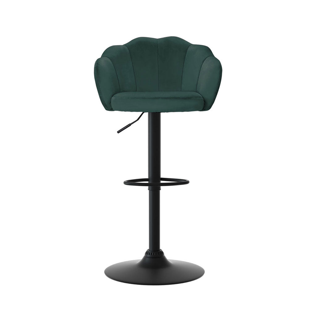 Artiss 4x Bar Stools Gas Lift Velvet Green 3