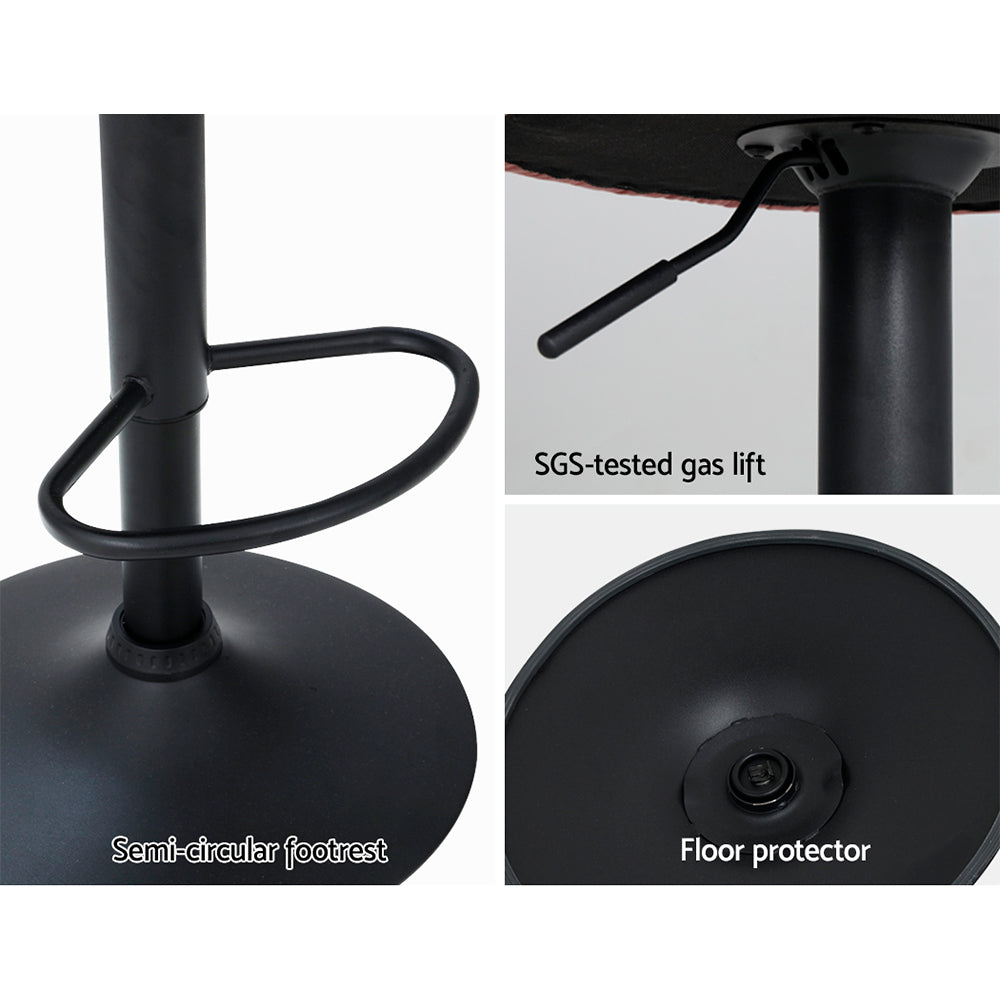 Artiss 2x Bar Stools Gas Lift Velvet Pink 5