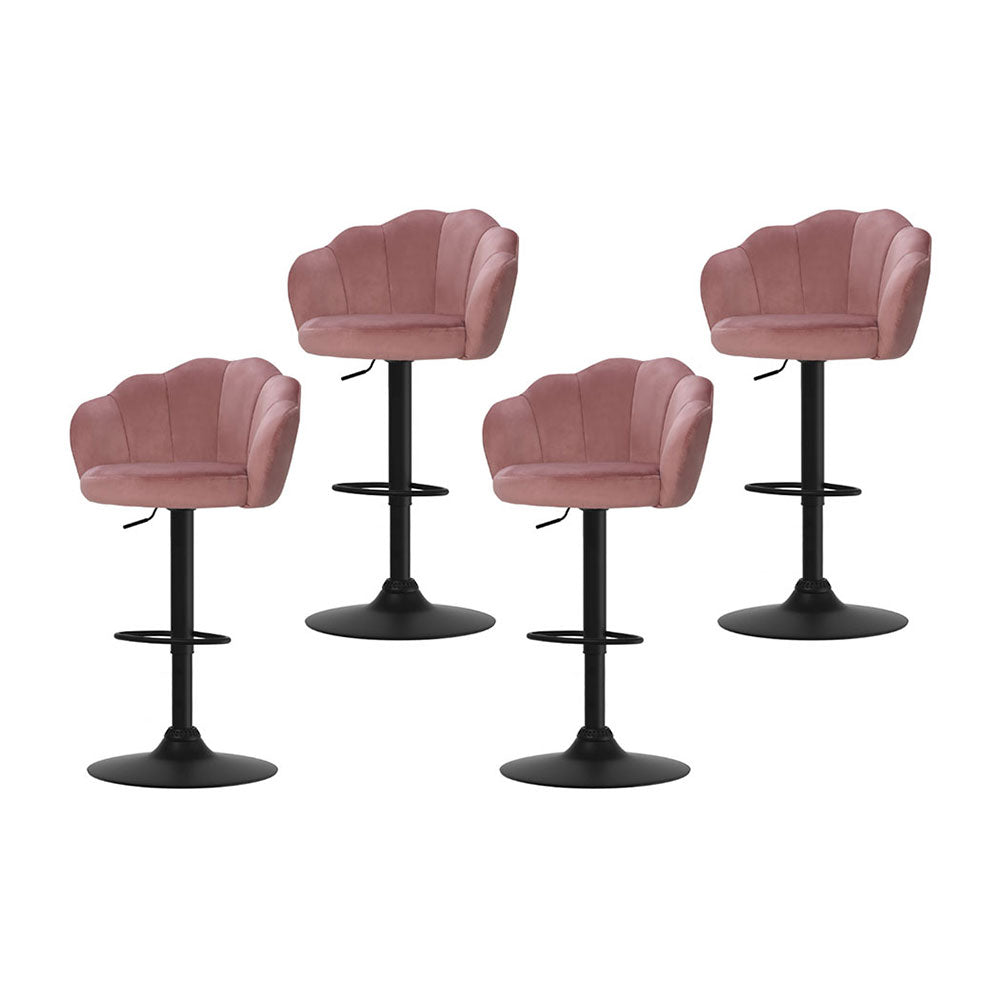 Artiss 4x Bar Stools Gas Lift Velvet Pink 7