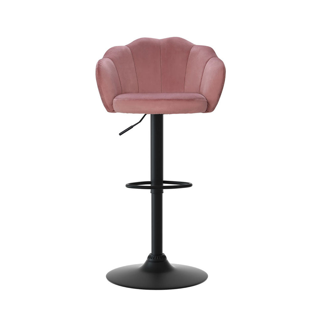 Artiss 4x Bar Stools Gas Lift Velvet Pink 3