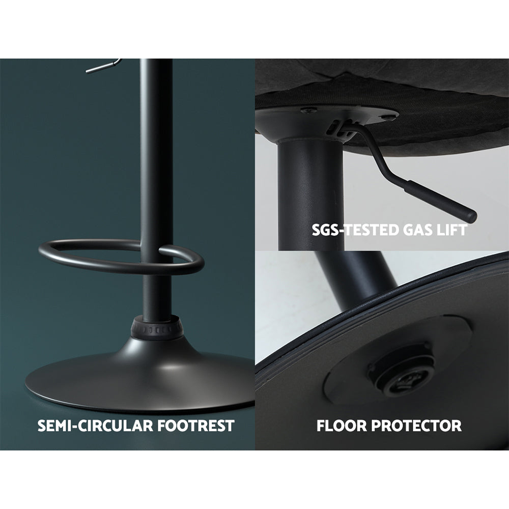 Artiss 2x Bar Stools Gas Lift Vintage Leather Black 5