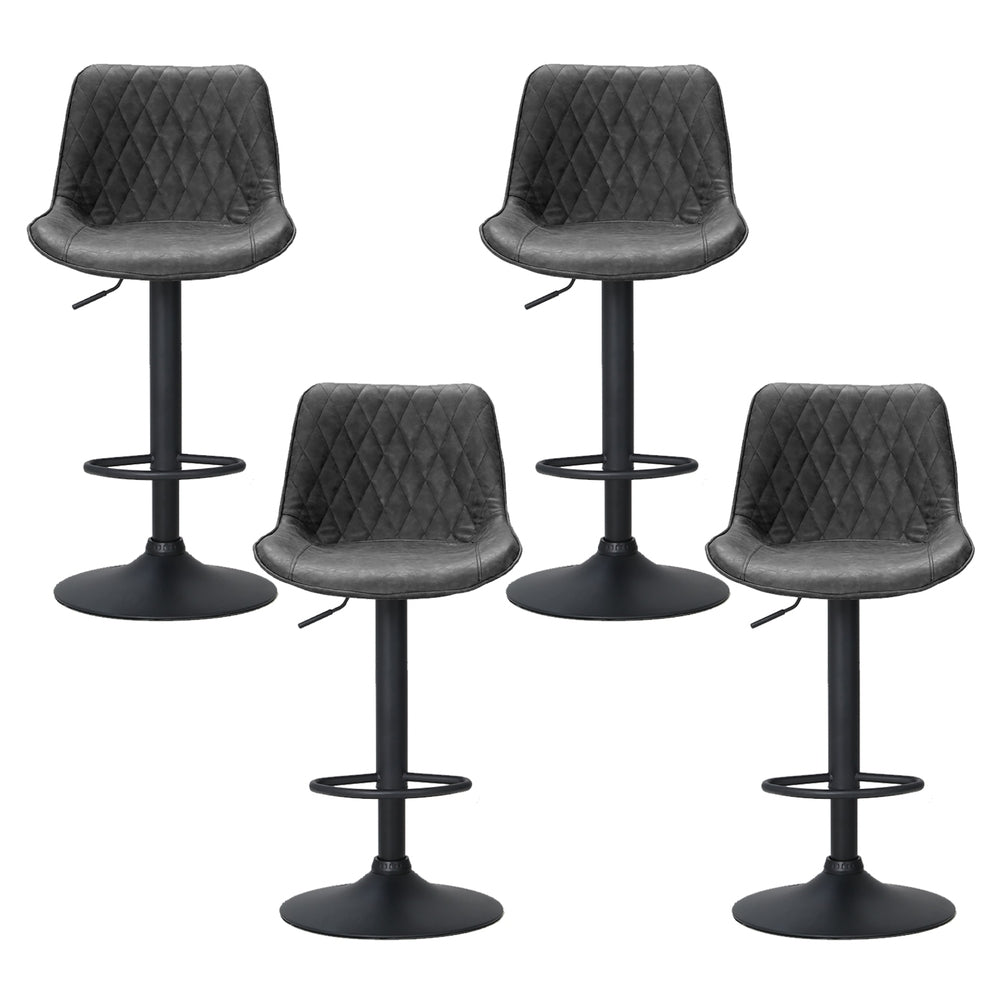 Artiss 4x Bar Stools Gas Lift Vintage Leather Black 3