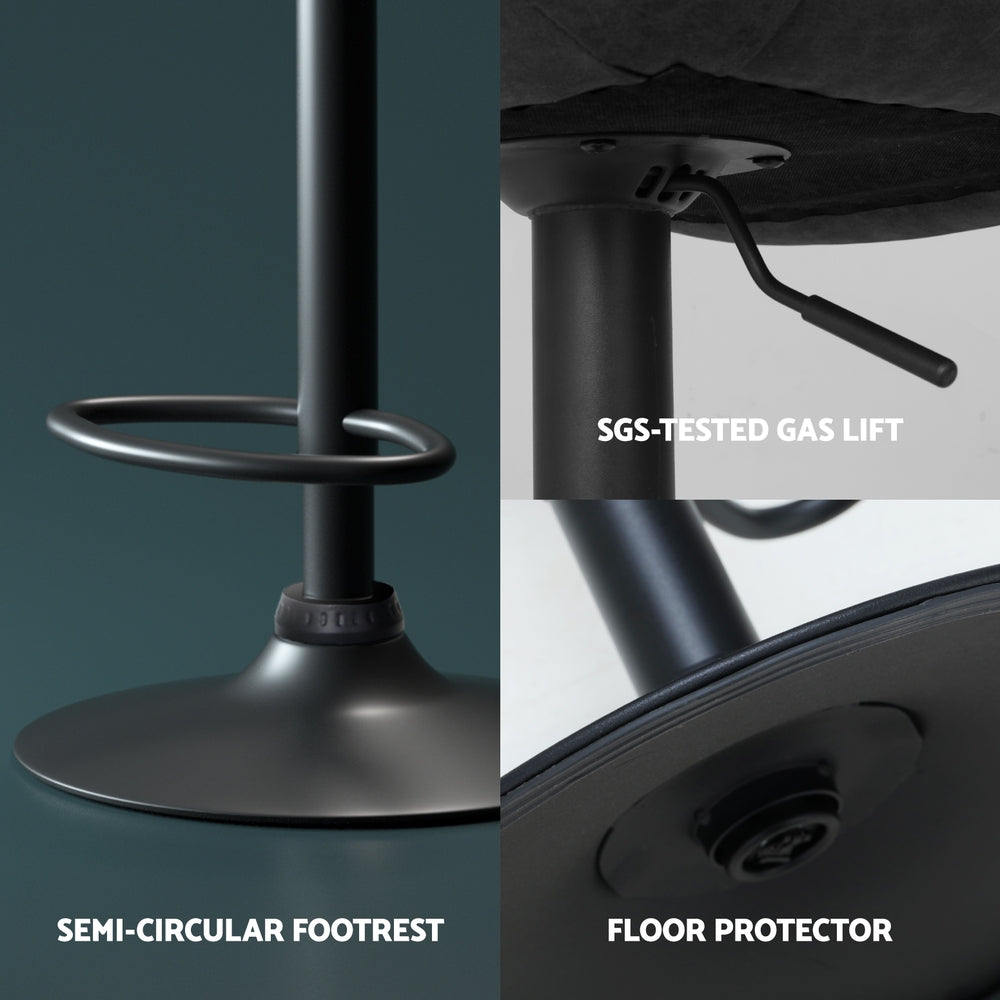 Artiss 4x Bar Stools Gas Lift Vintage Leather Black 6