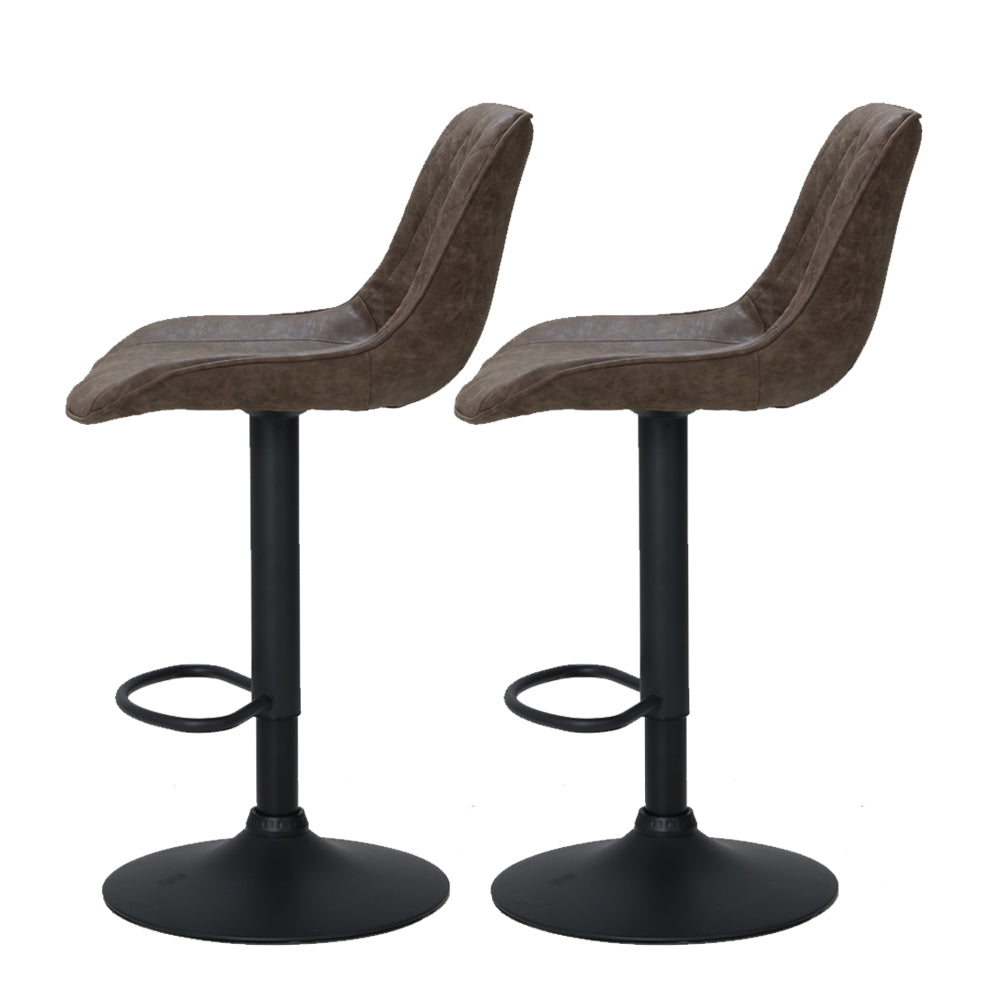 Artiss 2x Bar Stools Gas Lift Vintage Leather Brown 3