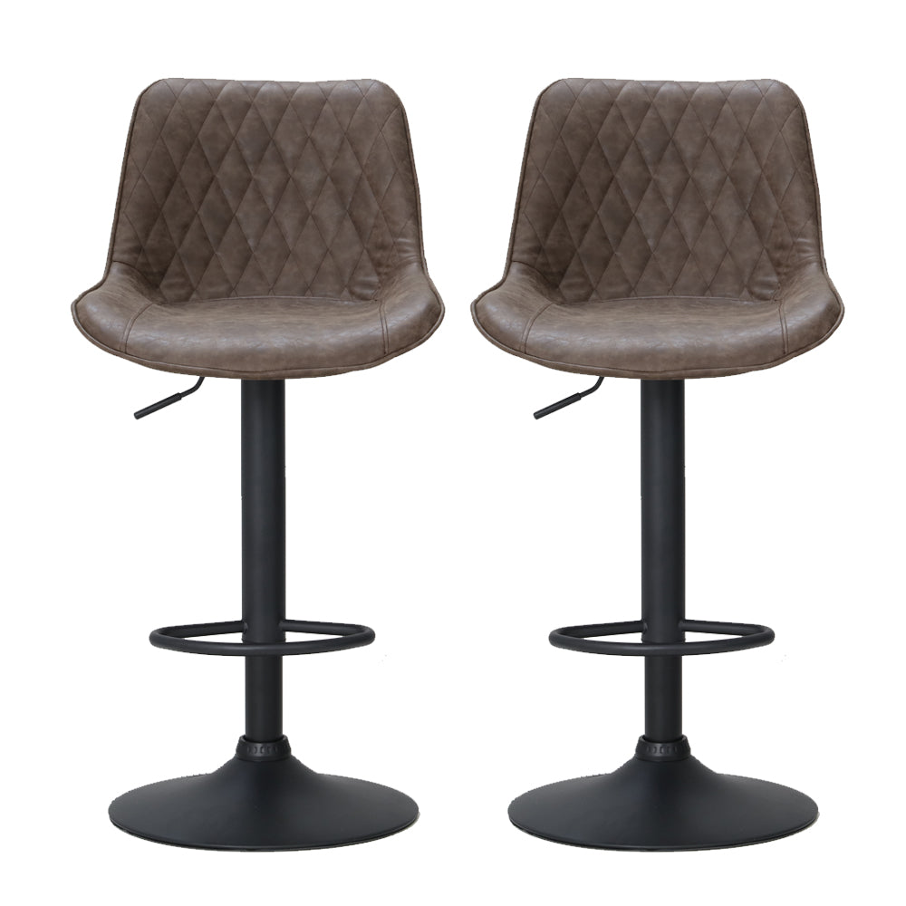 Artiss 2x Bar Stools Gas Lift Vintage Leather Brown 4