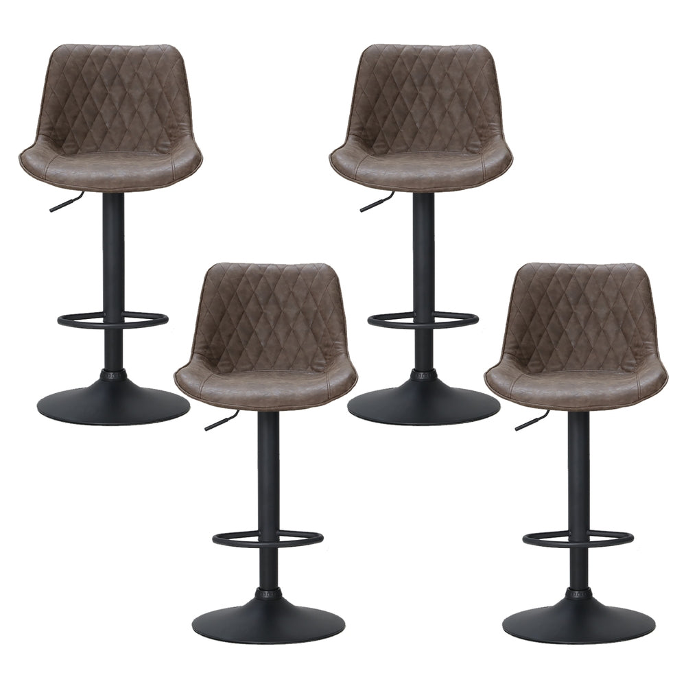 Artiss 4x Bar Stools Gas Lift Vintage Leather Brown 3