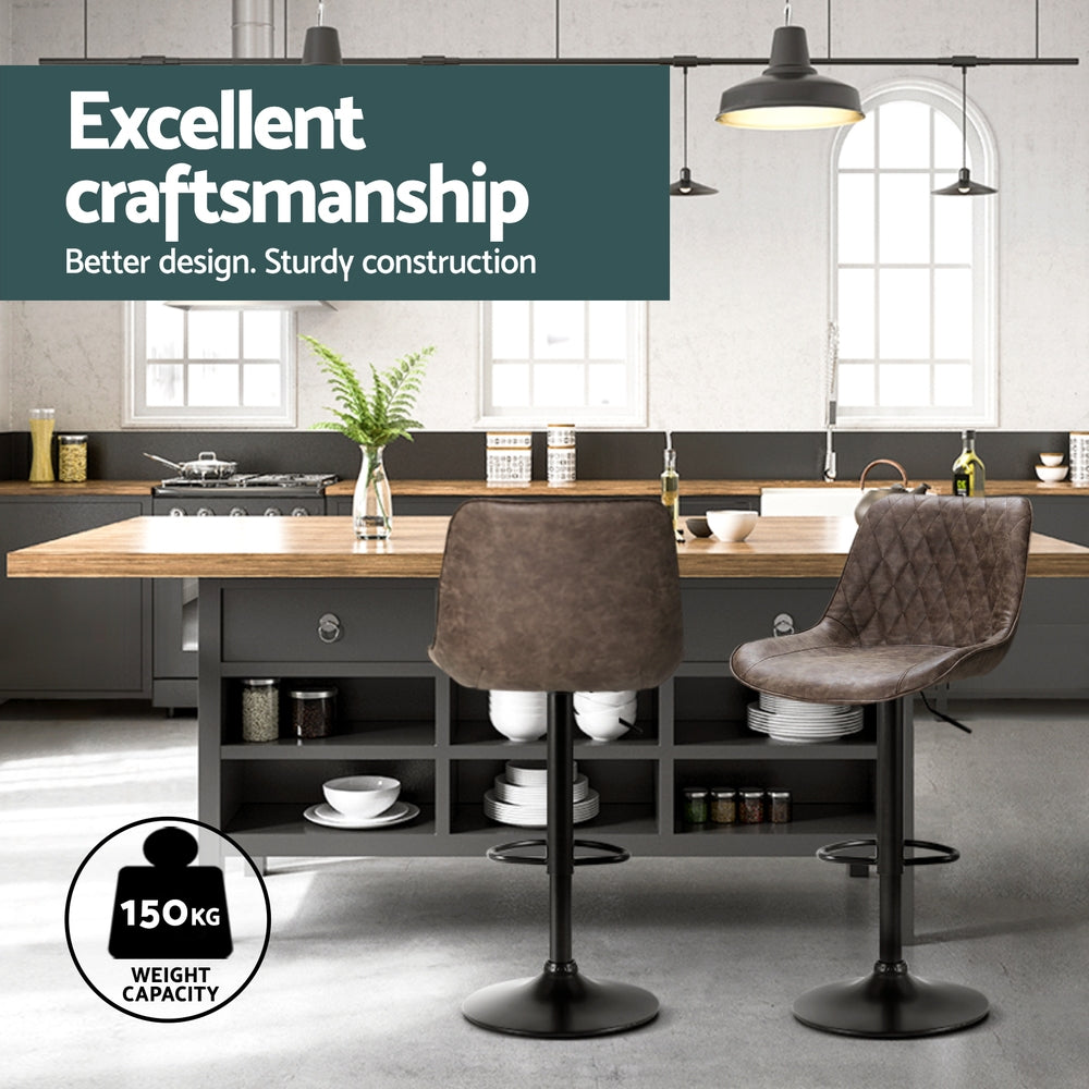 Artiss 4x Bar Stools Gas Lift Vintage Leather Brown 4