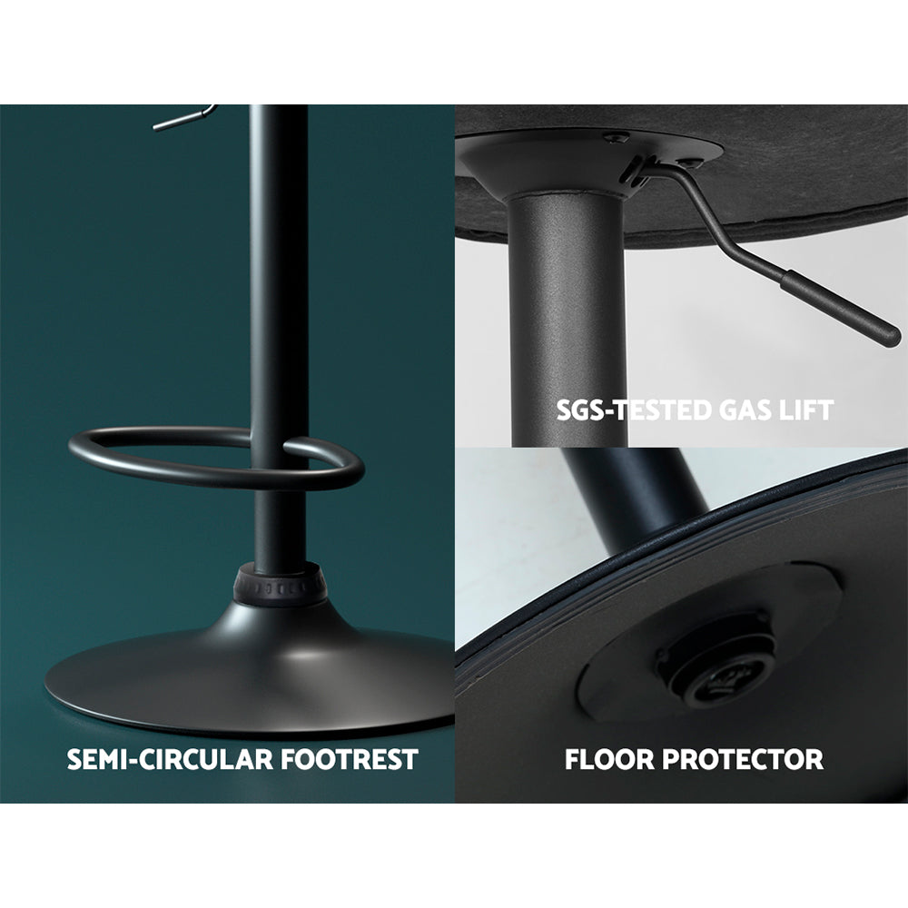 Artiss Bar Stools Kitchen Counter Stools Swivel Gas Lift Vintage Chairs Black x2 5