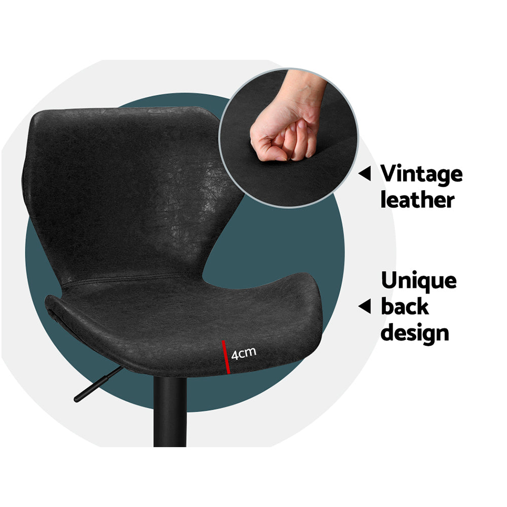 Artiss Bar Stools Kitchen Counter Stools Swivel Gas Lift Vintage Chairs Black x2 6