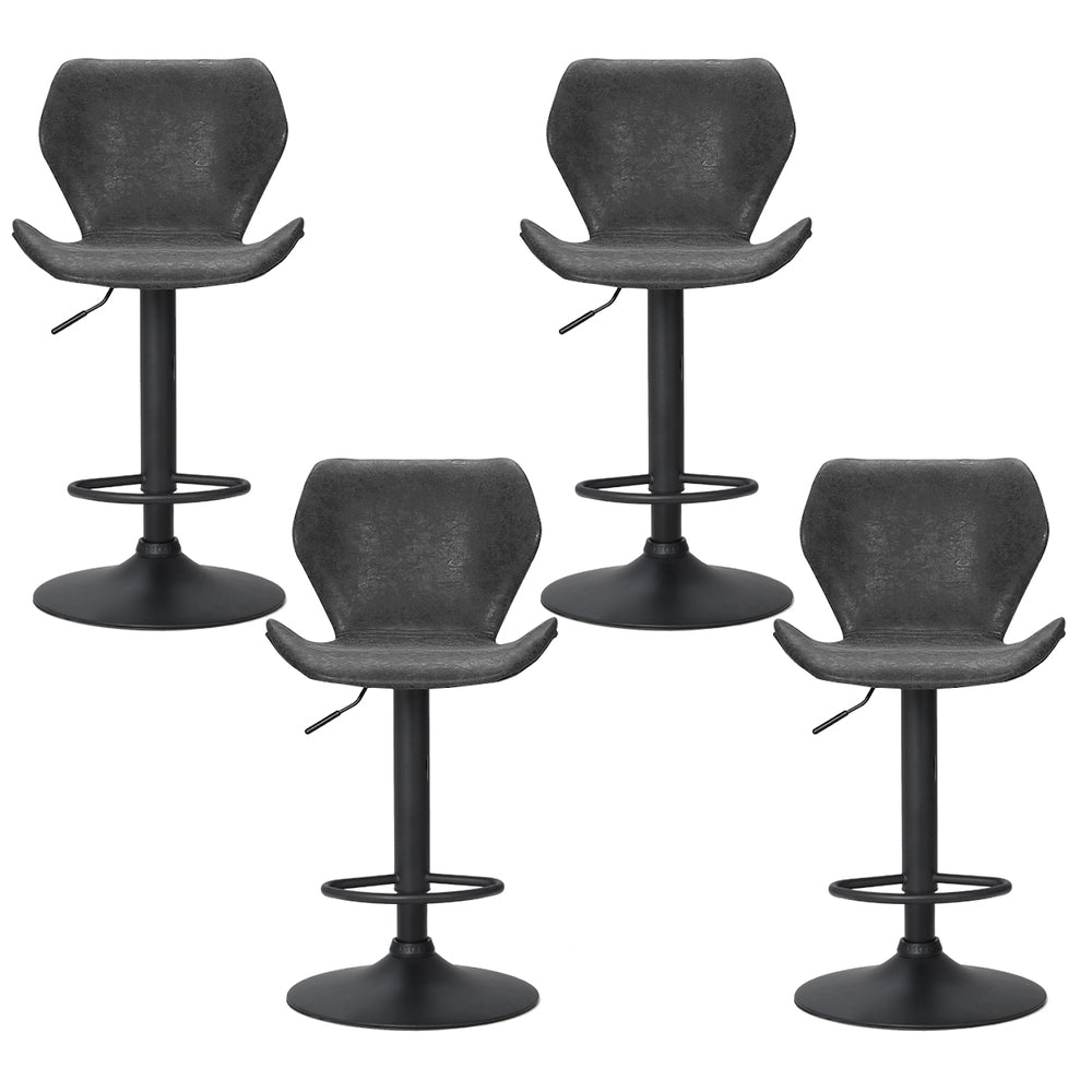 Artiss 4x Bar Stools Vintage Leather Gas Lift Black 3