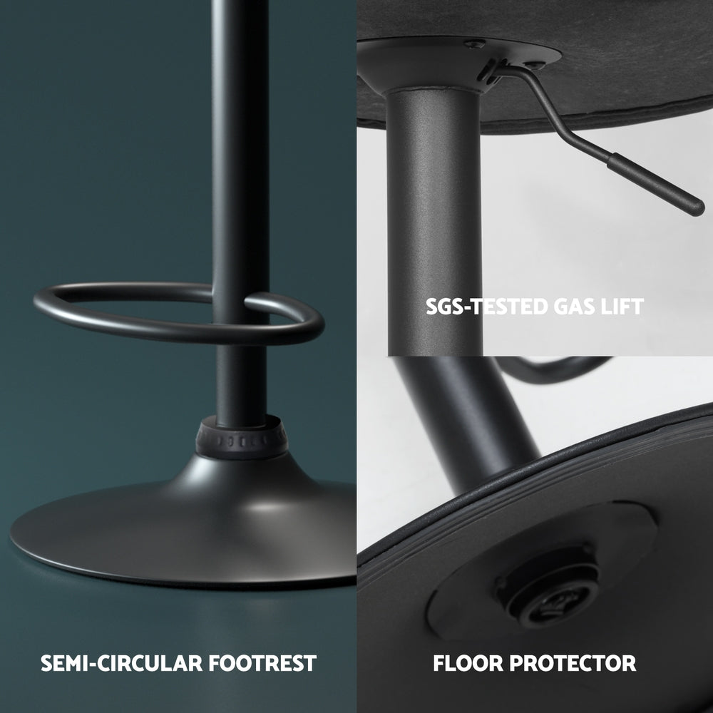 Artiss 4x Bar Stools Vintage Leather Gas Lift Black 6