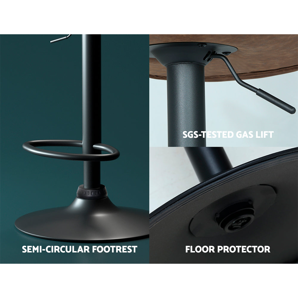 Artiss Bar Stools Kitchen Counter Stools Swivel Gas Lift Vintage Chairs Brown x2 5