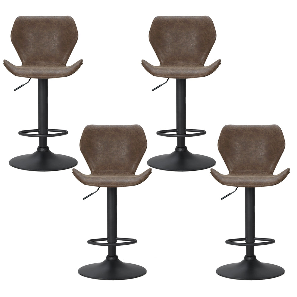 Artiss 4x Bar Stools Vintage Leather Gas Lift Brown 3