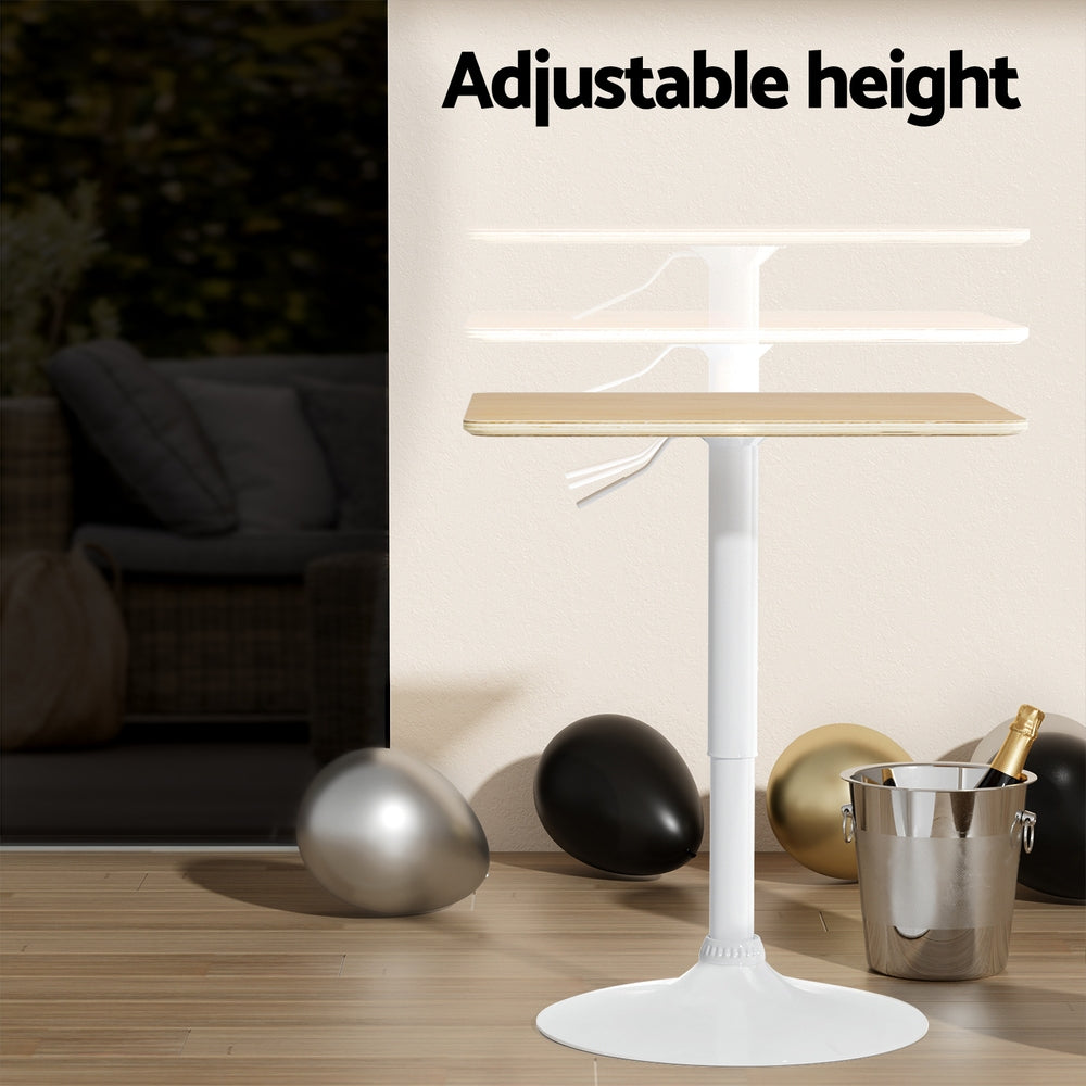 Artiss Bar Table Swivel Base Gas Lift Counter Dining Table 60CM Square Pine 4