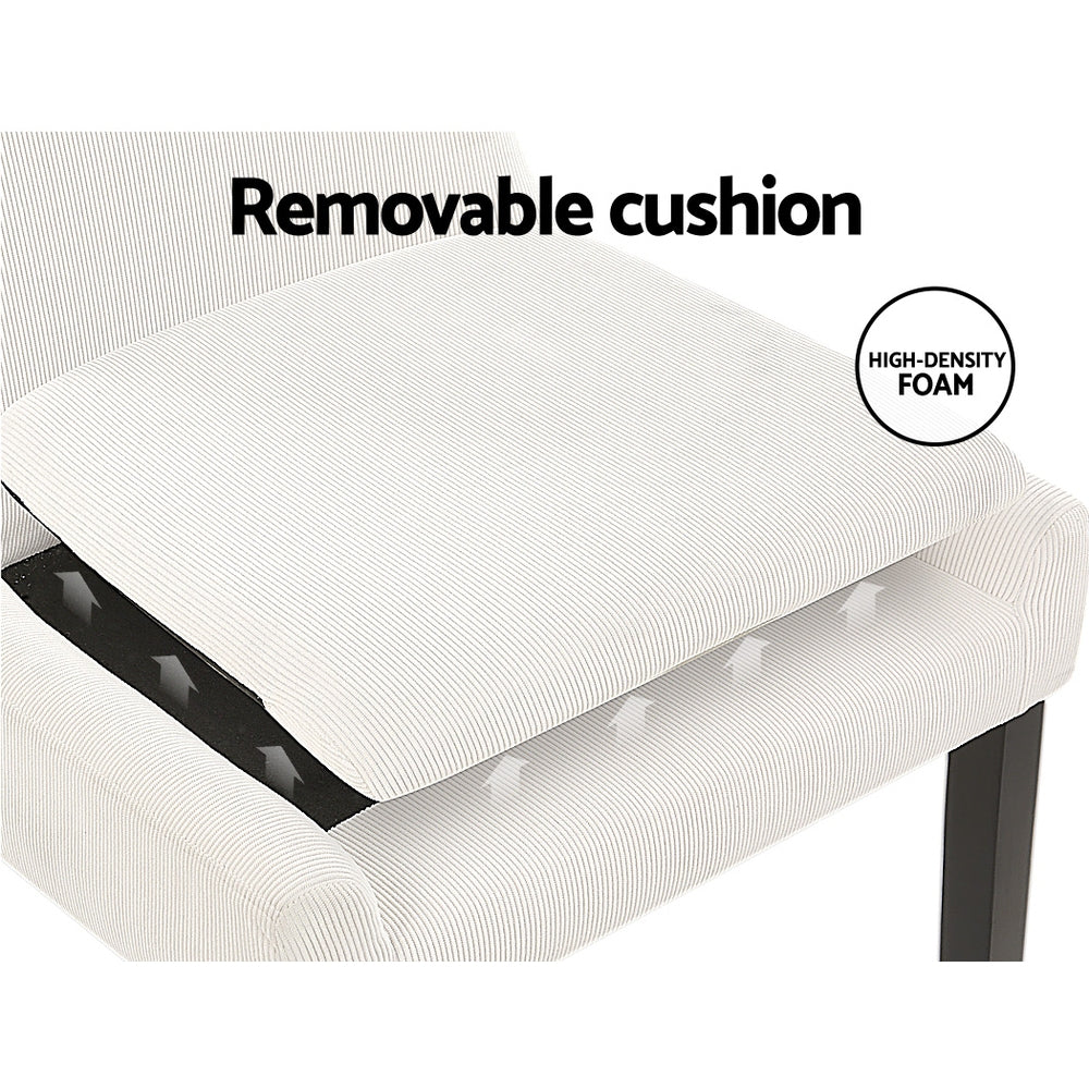 Artiss Dining Chairs Set of 2 Corduroy Wooden Beige 5