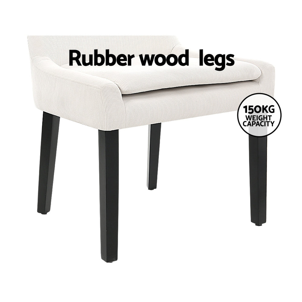 Artiss Dining Chairs Set of 2 Corduroy Wooden Beige 6