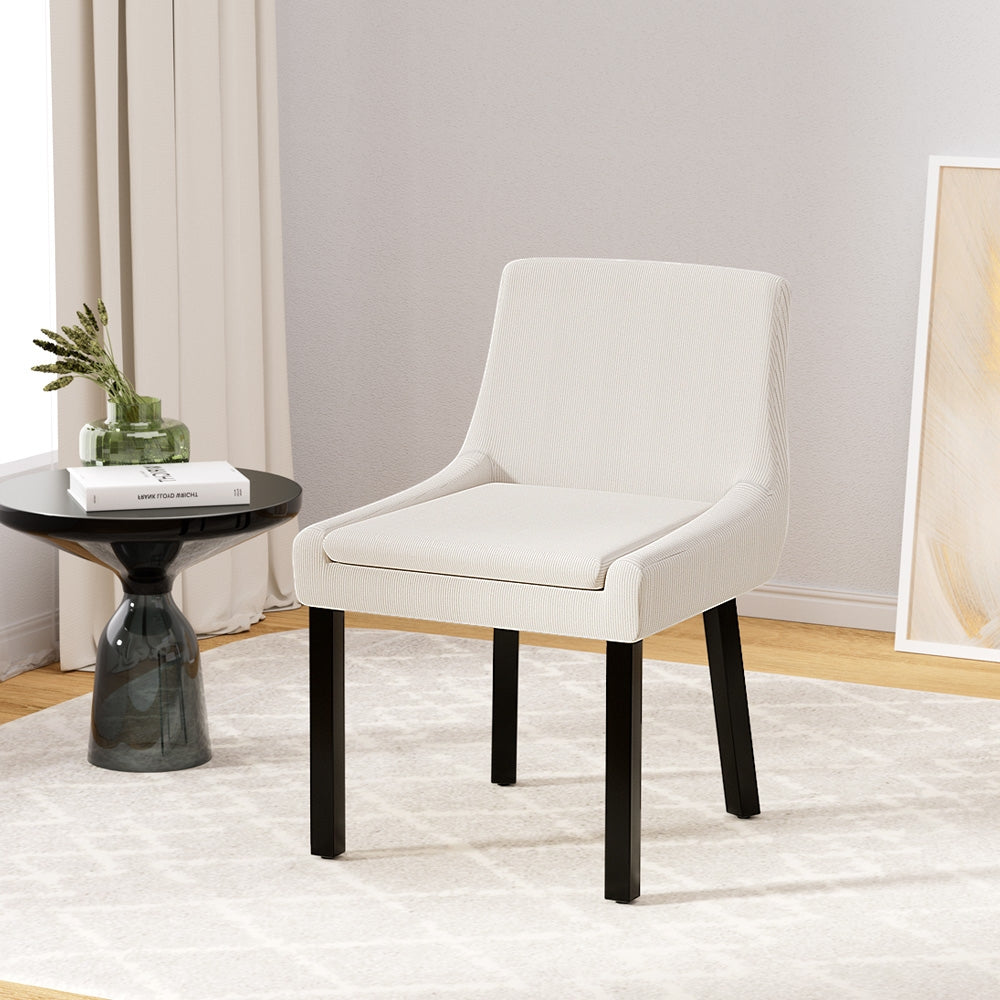 Artiss Dining Chairs Set of 2 Corduroy Wooden Beige 7