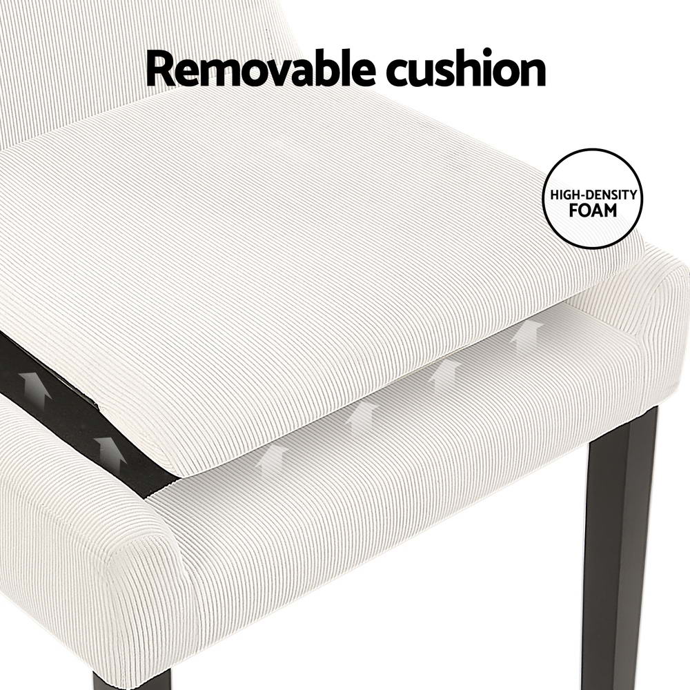 Artiss Dining Chairs Set of 4 Corduroy Wooden Beige 5