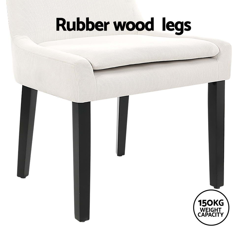 Artiss Dining Chairs Set of 4 Corduroy Wooden Beige 6