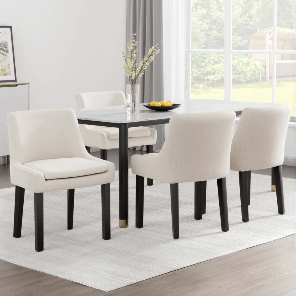 Artiss Dining Chairs Set of 4 Corduroy Wooden Beige 7