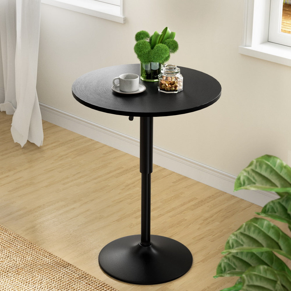 Artiss Bar Table Gas Lift Round Black 8