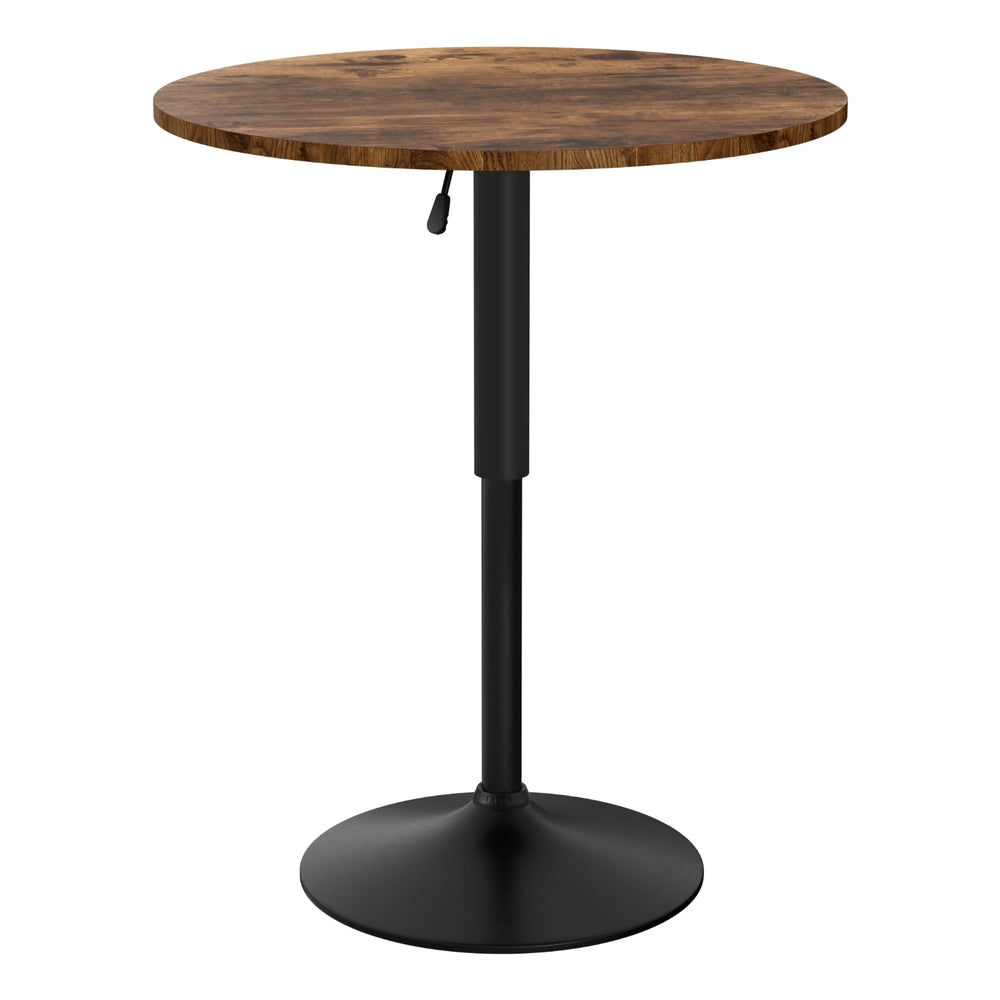 Artiss Height Adjustable Bar Table 360 Swivel Round Gaslift Design 60cm Rustic Brown Black 3