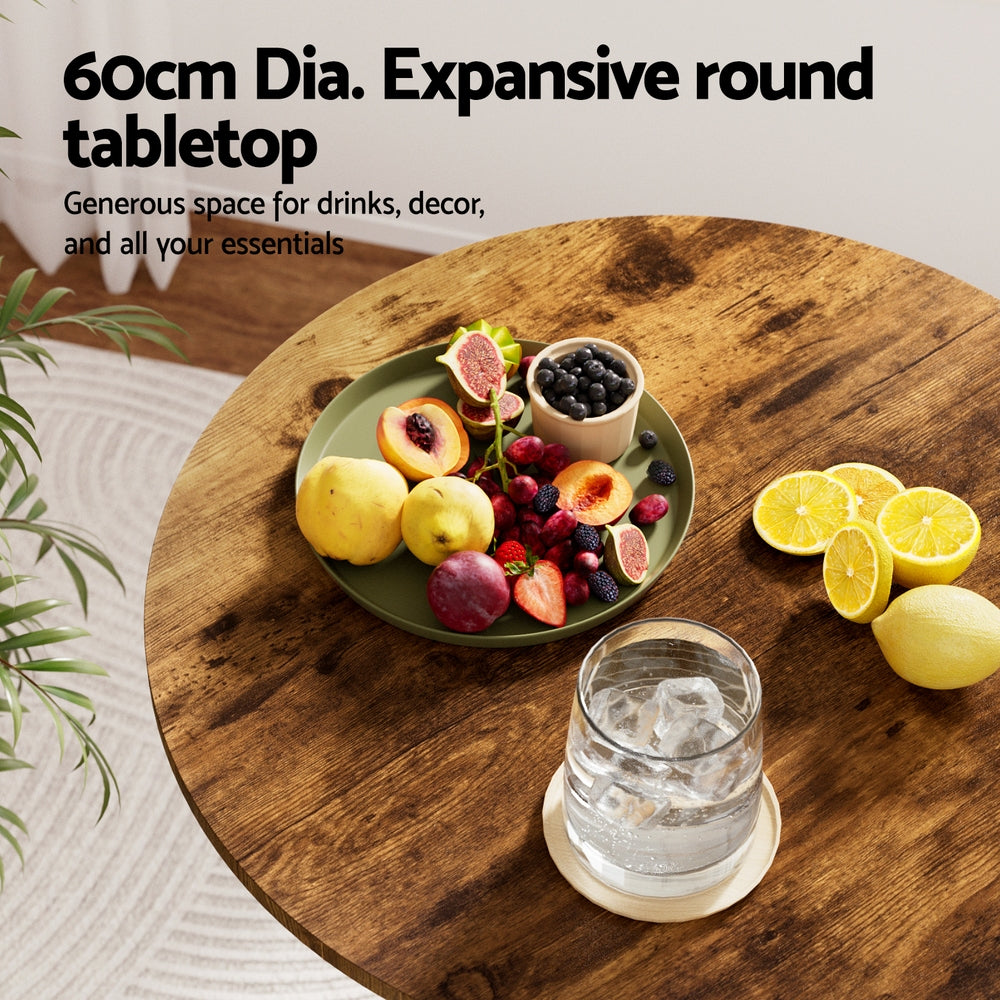 Artiss Height Adjustable Bar Table 360 Swivel Round Gaslift Design 60cm Rustic Brown Black 5