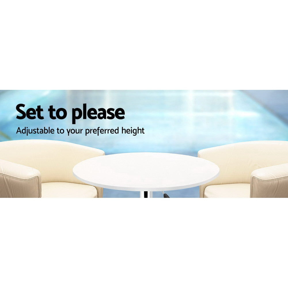 Artiss Bar Table Gas Lift Round White 5