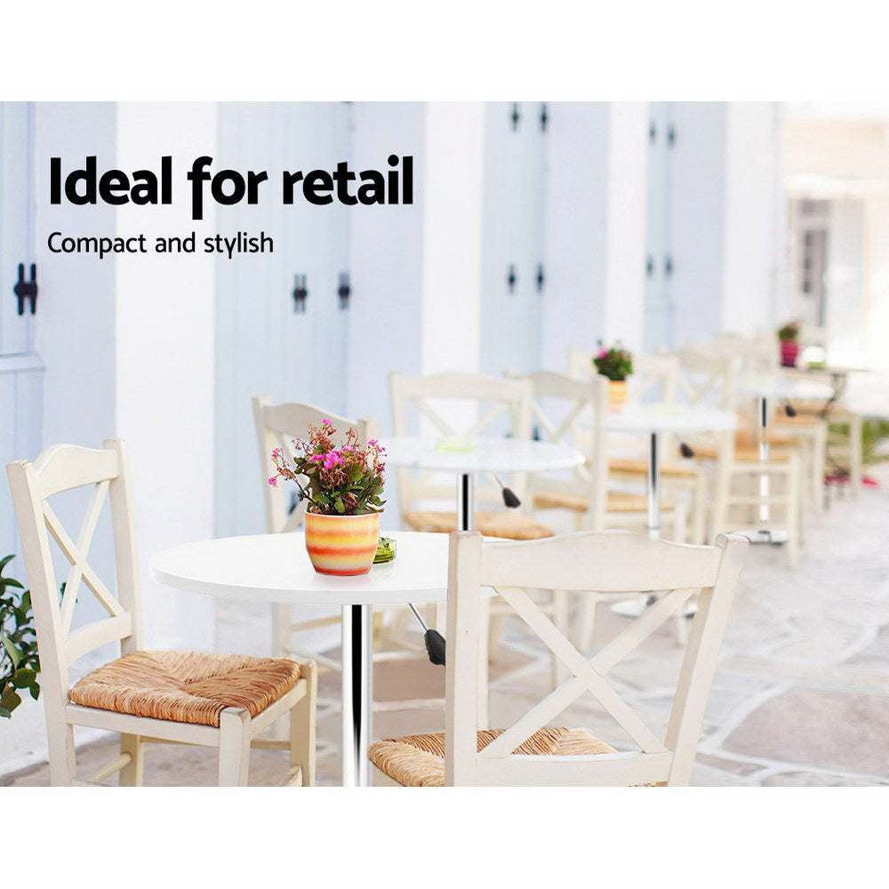 Artiss Bar Table Gas Lift Round White 6